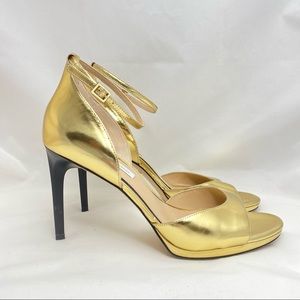 DIANE VON FURSTENBERG Jalen Heeled Sandal 9.5 Gold